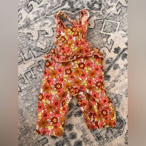 Wonder nation baby girl floral overalls